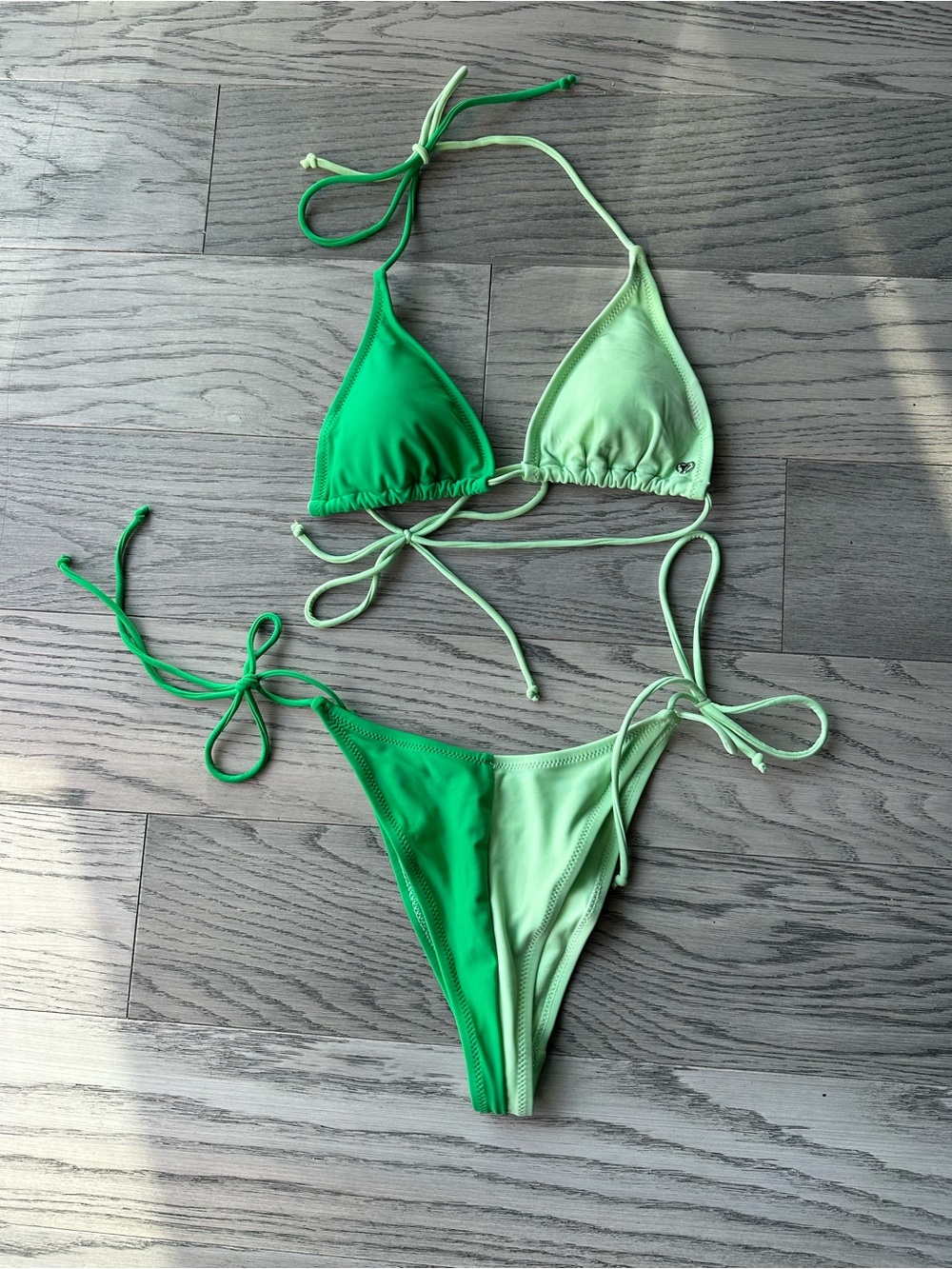 💚Two-tone green bikini 2 piece set
